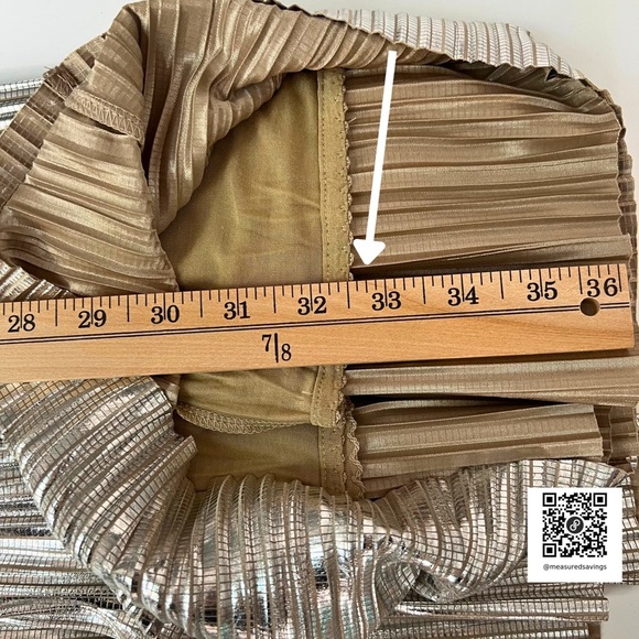 Anthropologie (Size 14 - EUC) Gigi Silver Metallic Pleated Midi Skirt - Picture 10 of 12